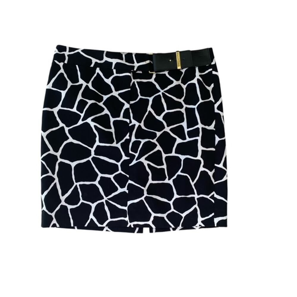 Michael Kors Black and White Animal Print Pencil Skirt - Size 14P